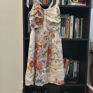 Anthro Leifsdottir - Silk Floral Dress Tie Shoulder Ruched